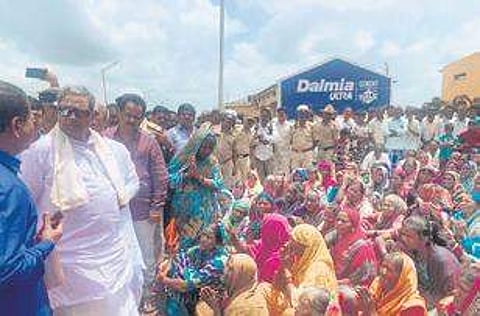 Siddaramaiah at a rehabilitation centre in Gadag on Monday I Express