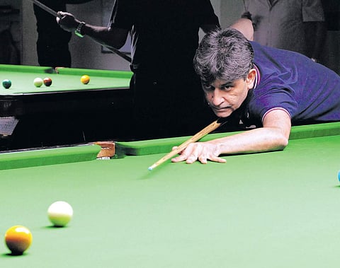 Geet Sethi in action during the Masters National Snooker Championship in Mumbai.