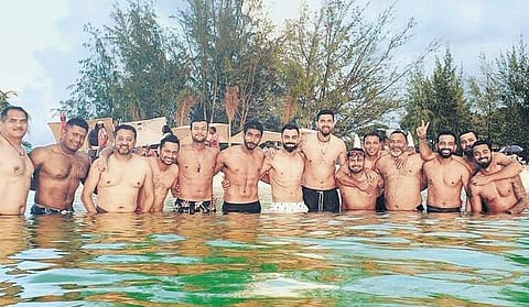 Virat Kohli with Team India players and support staff. (Photo | Instagram/Virat KohlI)