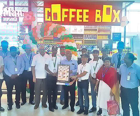 The coffee shop set up at Chennai International Airport; Named ‘Coffee Box’, the shop is managed by speech and hearing impaired individuals | Express