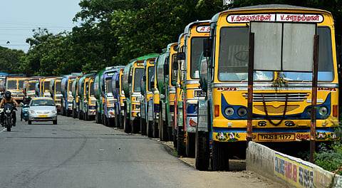 Tamil Nadu private Lorry owners Association staged a protest by halting their lorrys at Thoraipakkam 200ft road for Illegally filing several cases by the police on water tanker drivers and also to delist ground water from mineral resources on Wednesday (E