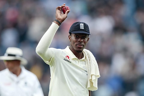 England's Jofra Archer celebrates after taking six wickets on the first day of the 3rd Ashes Test. (Photo | AP)