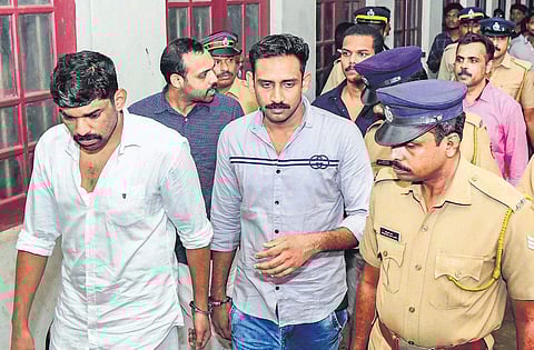 The persons accused in the Kevin murder case coming out of the Principal Sessions Court after the pronouncement of the verdict in Kottayam on Thursday | Vishnu Prathap