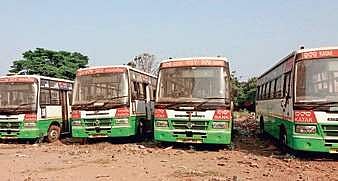 City buses lying idle on the premises of Bikash Bhawan | Express