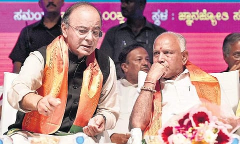 A file photo of Arun Jaitley and B S Yediyurappa in Bengaluru | Express