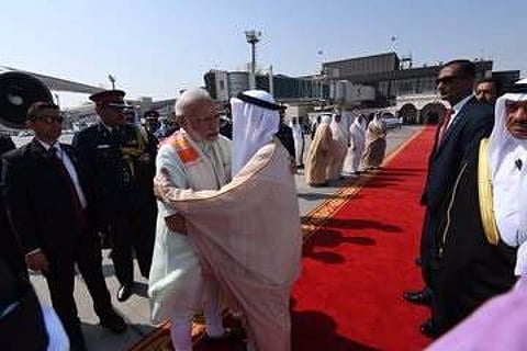 Picture of PM Narendra Modi leaving from Bahrain to attend the G7 Summit in France on Sunday. (Photo | MEA/Twitter)
