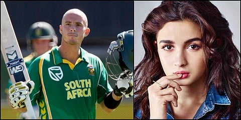 Former South African batsman Herschelle Gibbs and Bollywood star Alia Bhatt. (Photos | File)