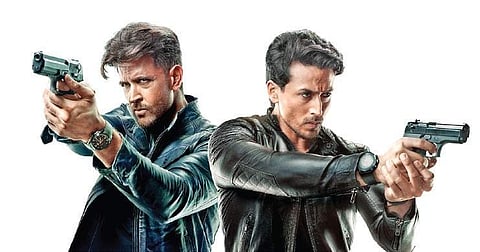 Poster of the movie War, starring Hrithik Roshan and Tiger Shroff.