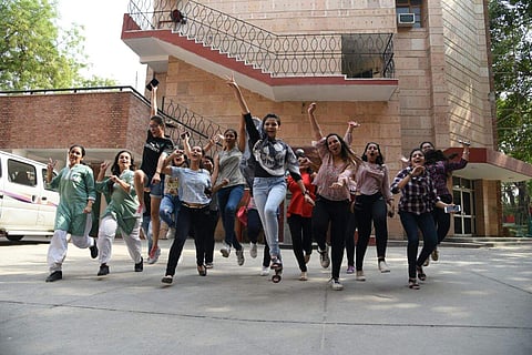 Students celebrate after CBSE declared calss 10 board examination results. (File photo | Parveen Negi)