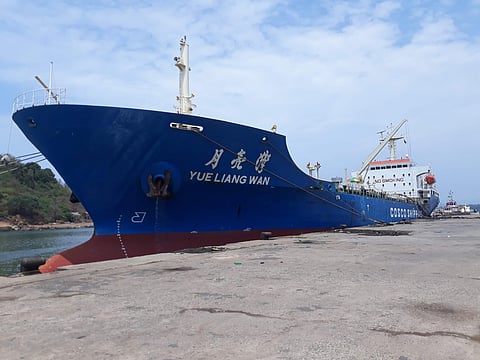A cargo ship anchored at Karwar port (Photo | EPS)