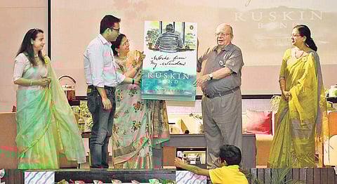 Author Ruskin Bond unveils his new book Words From My Window – A Journal at The Shriram Millennium School, Noida