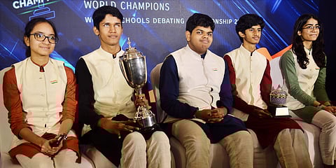 The Indian team that won the World Schools Debating Championships(WSDC) 2019, (pic by D Sampath Kumar)