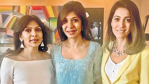 (From left) Dia and Anisha Bhandary with celeb jewellery designer Renu Oberoi