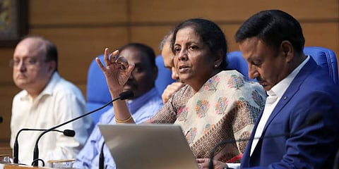 Finance minister Nirmala Sitharaman during a press meet in New Delhi on Friday. (Photo | Shekhar Yadav, EPS)
