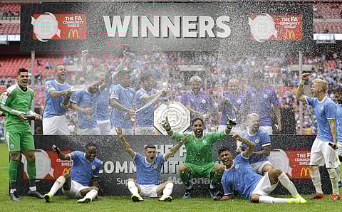 The jubilant celebrations from City's players and fans showed inflicting an early psychological blow on Liverpool was a moment to savour, regardless of the supposed warm-up status of the glamour friendly. (Photo | AP)