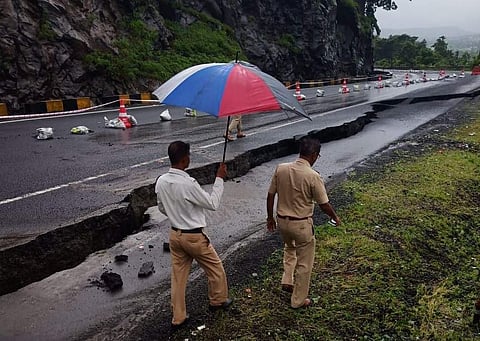 Pune-Bengaluru Highway damaged. (Photo | EPS)