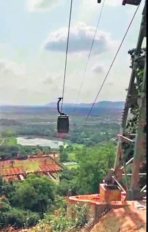 Ropeway connecting Jawahar Udyan with Gandhi Minar near Hirakud Dam (Photo |EPS)