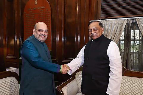 Home Minister Amit Shah with his Bangladeshi counterpart Asaduzzaman Khan at a meeting in New Delhi on 7 August 2019. (Photo | PTI)