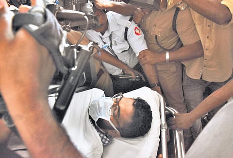 IAS officer Sriram Venkataraman being taken in an ambulance from KIMS Hospital to the District Jail in Thiruvananthapuram (File Photo | BP Deepu, EPS))