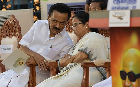 West Bengal Chief Minister Mamata Banerjee and Tamil Nadu Chief Minister M K Stalin.