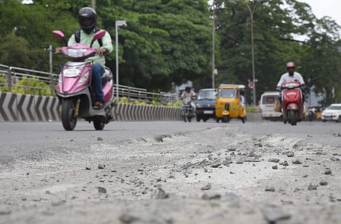 (Stretch from US consulate till music academy signal has been dug up and not relaid by officials Express|Meghana Sastry)