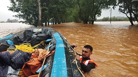 Rescue and relief operations conducted by the Indian Army and Navy in the flood affected districts of Karnataka. (Photo | EPS)