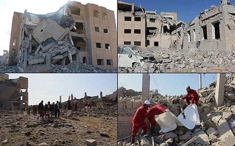 The Saudi-led military coalition in Yemen said it launched air strikes against a Huthi military target south of the capital Sanaa, in an attack the rebels alleged killed dozens of people. (Photo | AFP)