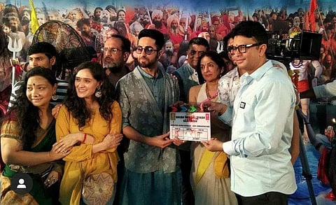 Ayushmann Khurrana, Neena Gupta and others at the mahurat of 'Shubh Mangal Zyada Saavdhan'. (Photo | Twitter)