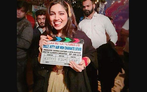 Bhumi Pednekar on 'Dolly Kitty Aur Woh Chamakte Sitare' sets. (Photo | Twitter)