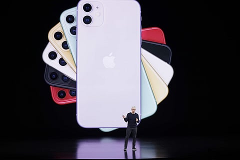 Apple CEO Tim Cook talks about the latest iPhone during an event to announce new products Tuesday, Sept. 10, 2019, in Cupertino, Calif. | AP