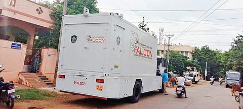 A Falcon police vehicle deployed in Guntur. It will record incidents and send it to police headquarters (Photo |EPS)