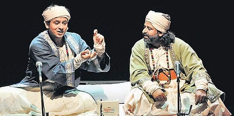 A scene from Tansen being staged at Shri Ram Centre auditorium, Mandi House