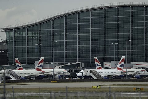 British Airways planes sit parked at Heathrow Airport in London. (Photo | AP)