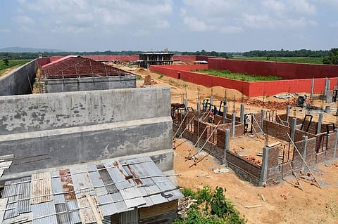 An under-construction detention centre for people who are not included in a 'citizens register' in Kadamtola Gopalpur village, in Goalpara district, some 170km from Guwahati. (Photo | AFP)