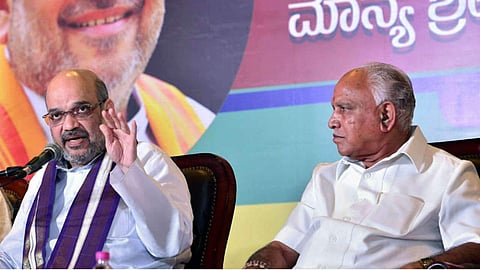 Home Minister Amit Shah with Karnataka CM Yediyurappa. (Photo| PTI)