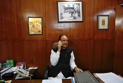 Congress Leader Ghulam Nabi Azad at his residence. (Photo| Arun Thakur/ EPS)
