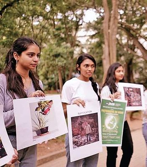 Students campaigning for green Bengaluru (Photo |EPS)