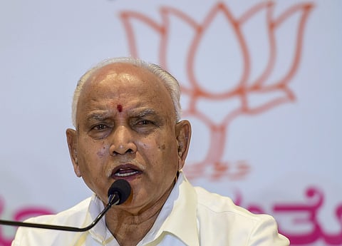 Chief Minister of Karnataka B S Yediyurappa speaks during a press conference. (Photo | File, PTI)