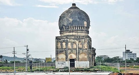The two Qutub Shahi era tombs at Roshanuddowla village in Balapur have been desecrated and their headstones sold (Photo | EPS, Vinay Madapu)