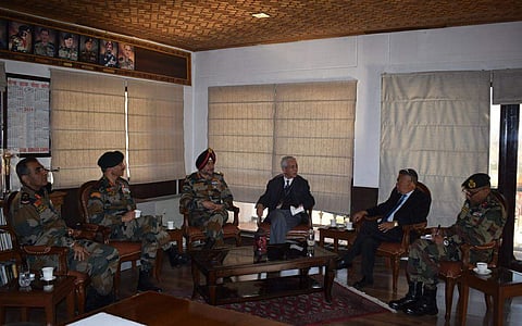 Lt Gen Ranbir Singh had a meeting with prominent members of the civil society of Ladakh (Photo |EPS)