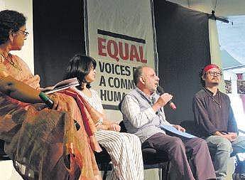 The poet addressed the audience at a fest held at Ranga Shankara