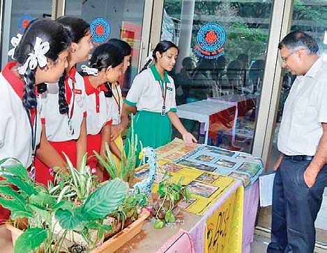 Mayor, Greater Hyderabad Municipal Corporation taking a close look at cleanliness sample material (Photo |EPS)