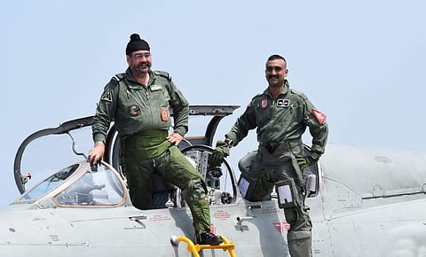 Wing Commander Abhinandan with Air Chief Birender Singh Dhanoa.(Photo source: Air Force)