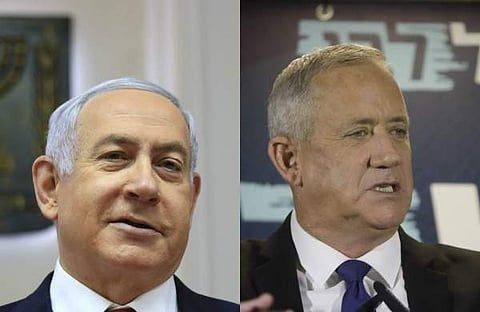 Israeli PM Benjamin Netanyahu (L) and Blue and White party leader Benny Gantz (File Photo | AP)