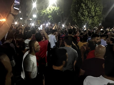 Protesters chant slogans against the regime in Cairo, Egypt, early Saturday, Sept. 21, 2019. (Photo | AP)