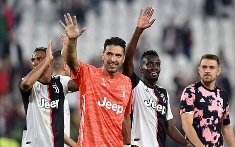 Juventus' goalkeeper Gianluigi Buffon salutes supporters at the end of the Italian Serie A soccer match between Juventus and Verona. (Photo | AP)