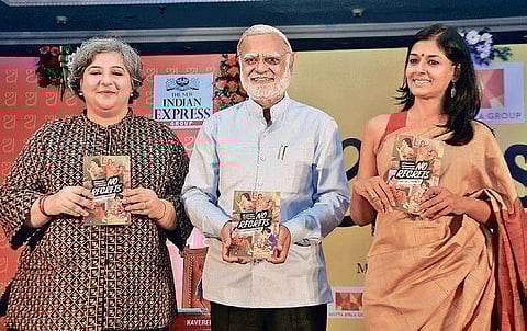 Editorial Director of The New Indian Express Prabhu Chawla and actor-director Nandita Das launching Kaveree Bamzai’s book ‘No Regrets- The guilt-free woman’s guide to a good life’ | ( Photo | Biswanath Swain )