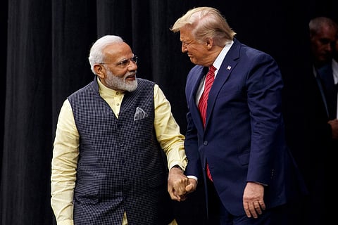 PM Narendra Modi with Donald Trump. (Photo | AP)