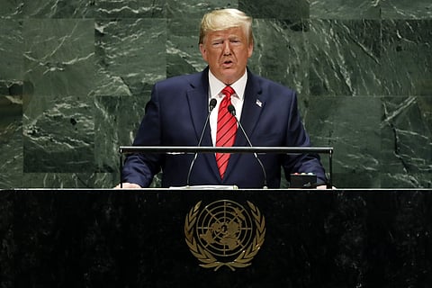 U.S. President Donald Trump addresses the 74th session of the United Nations General Assembly. (Photo | AP)