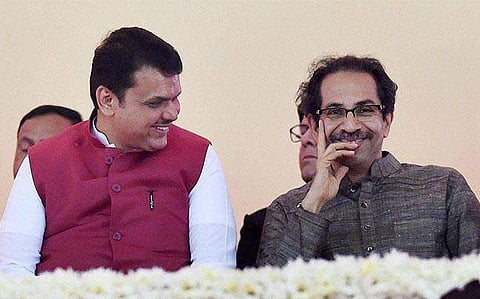 Maharashtra CM Devendra Fadnavis with Shiv Sena chief Uddhav Thackeray. (Photo | File/ PTI)